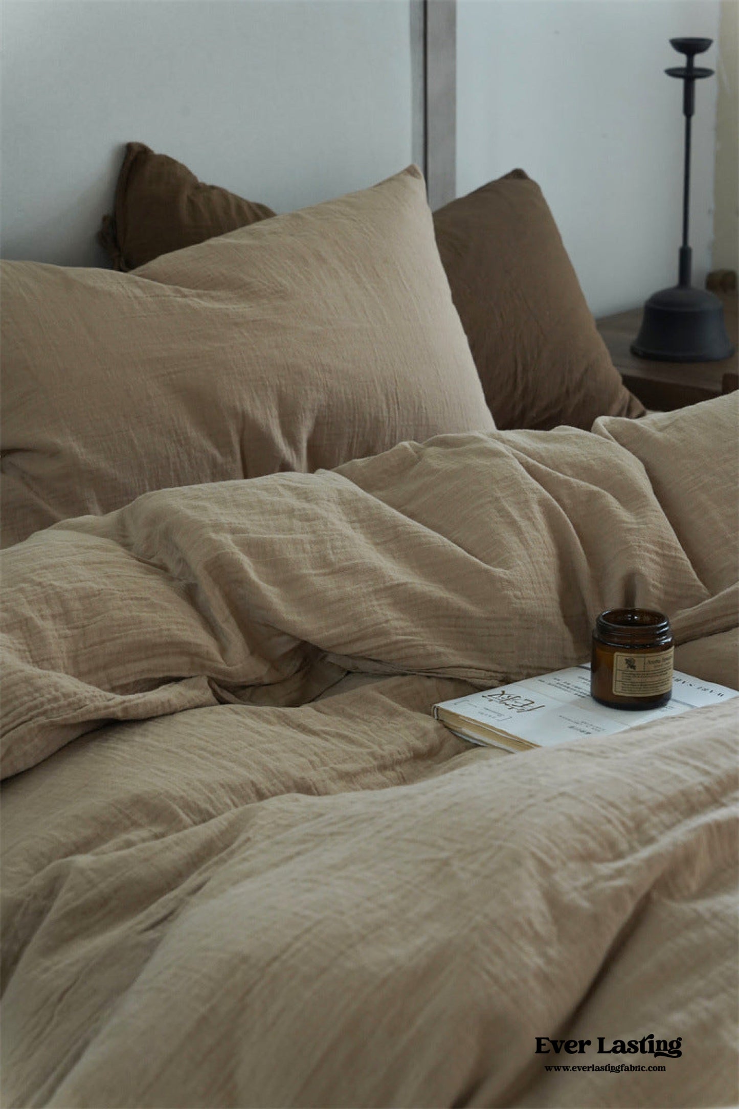 Evelyn Retro Double Gauze Bedding Set / Coffee Brown