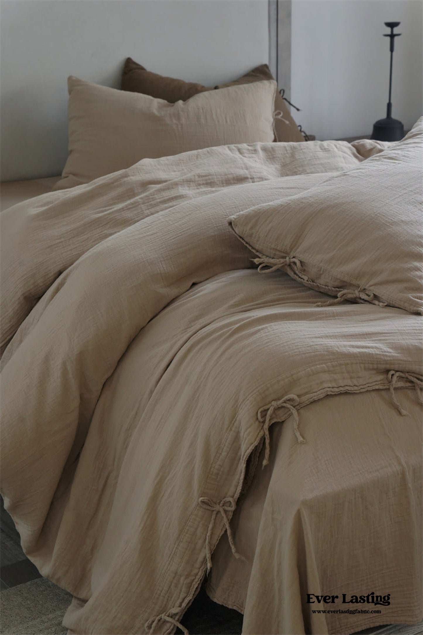 Evelyn Retro Double Gauze Bedding Set / Coffee Brown