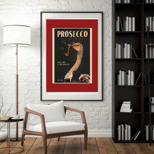 Art Deco Prosecco Wall Art Of An Ostrich by The Whiskey Ginger