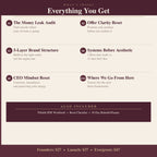 What's inside The Creative Brand Reset — 5 modules including money leak audit, offer clarity, and CEO mindset