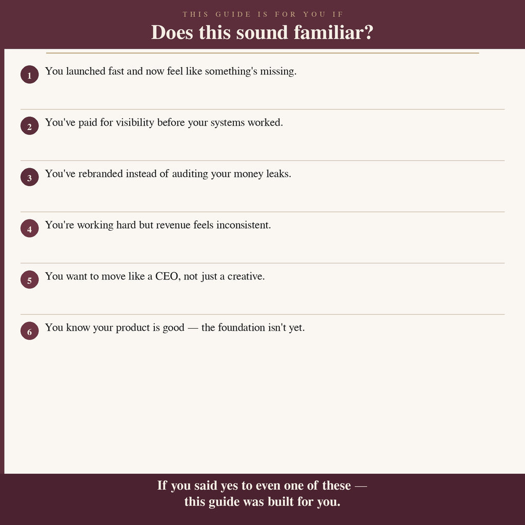 The Creative Brand Reset is for product-based creatives who launched fast and need a structured foundation