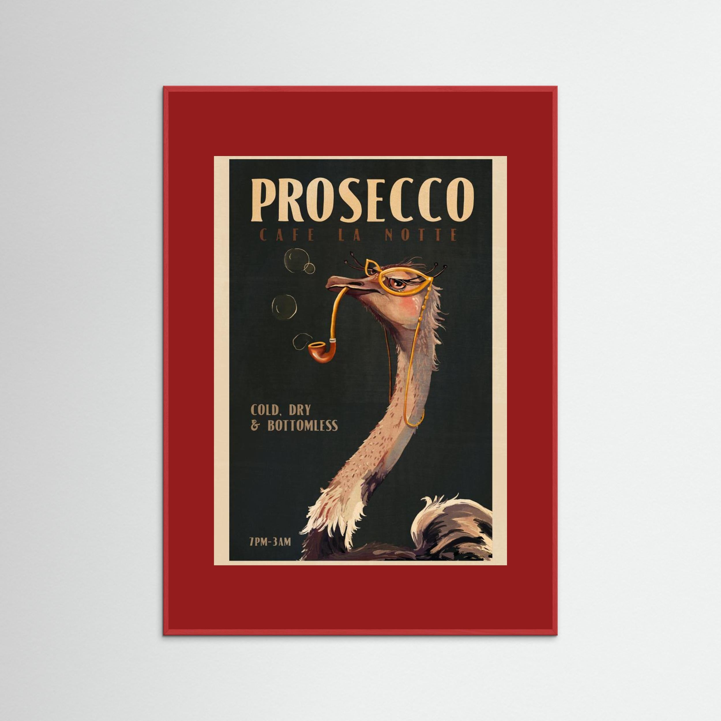 Art Deco Prosecco Wall Art Of An Ostrich by The Whiskey Ginger