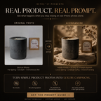 Comparison of an original product photo and an AI-enhanced version with text overlay about the enhancement process.