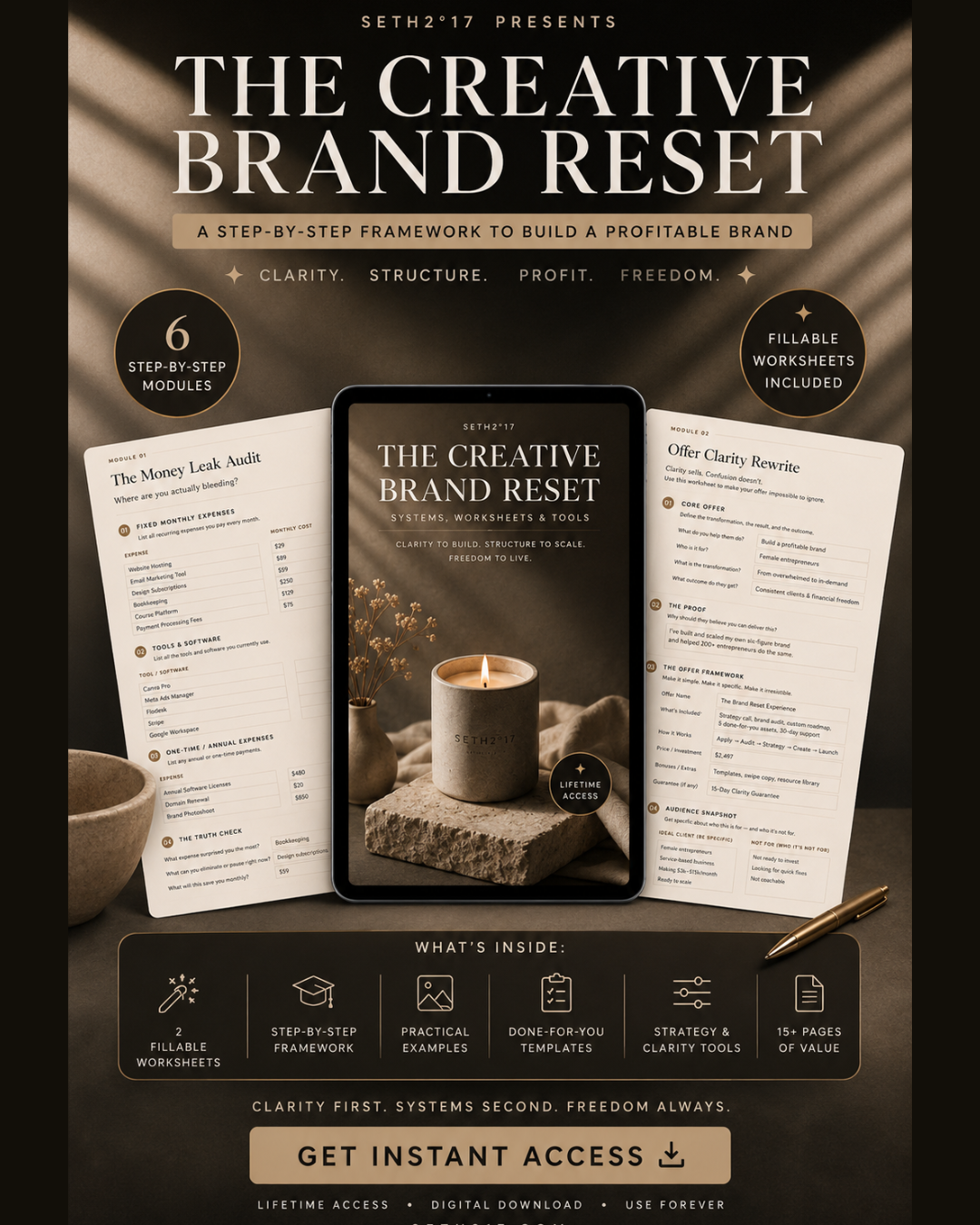 The Creative Brand Reset° — Digital Guide + Fillable Workbook