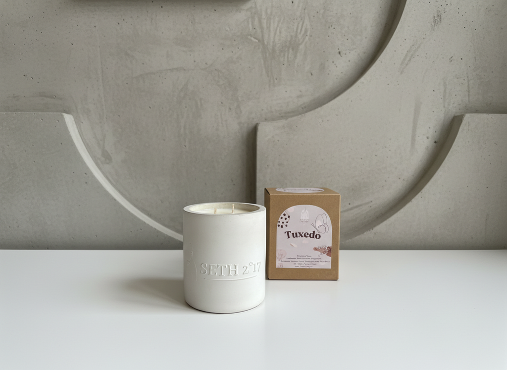 Blanc Concrete Candle – Available in Tuxedo°, Cozy°, and Sweet Flame° 60-hour burn time | Refillable forever