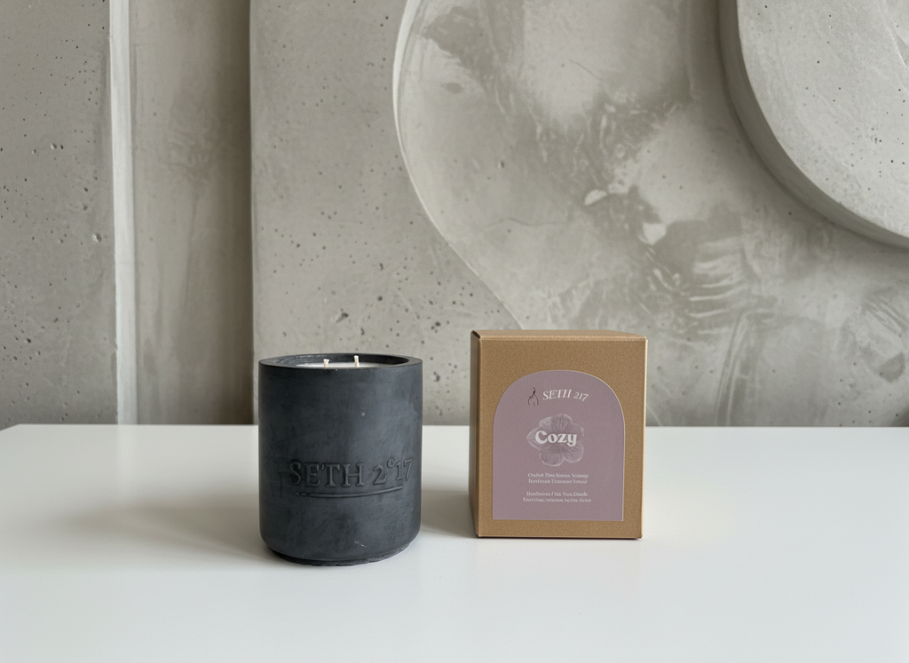 Noir Concrete Candle – Available in Tuxedo°, Cozy°, and Sweet Flame° 60-hour burn time | Refillable forever
