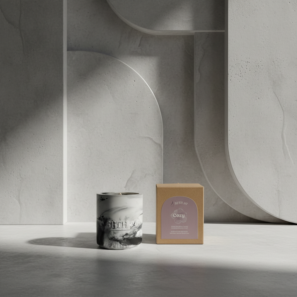 Marble Concrete Candle – Available in Tuxedo°, Cozy°, and Sweet Flame° 60-hour burn time | Refillable forever