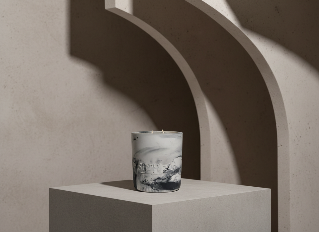 Marble Concrete Candle – Available in Tuxedo°, Cozy°, and Sweet Flame° 60-hour burn time | Refillable forever
