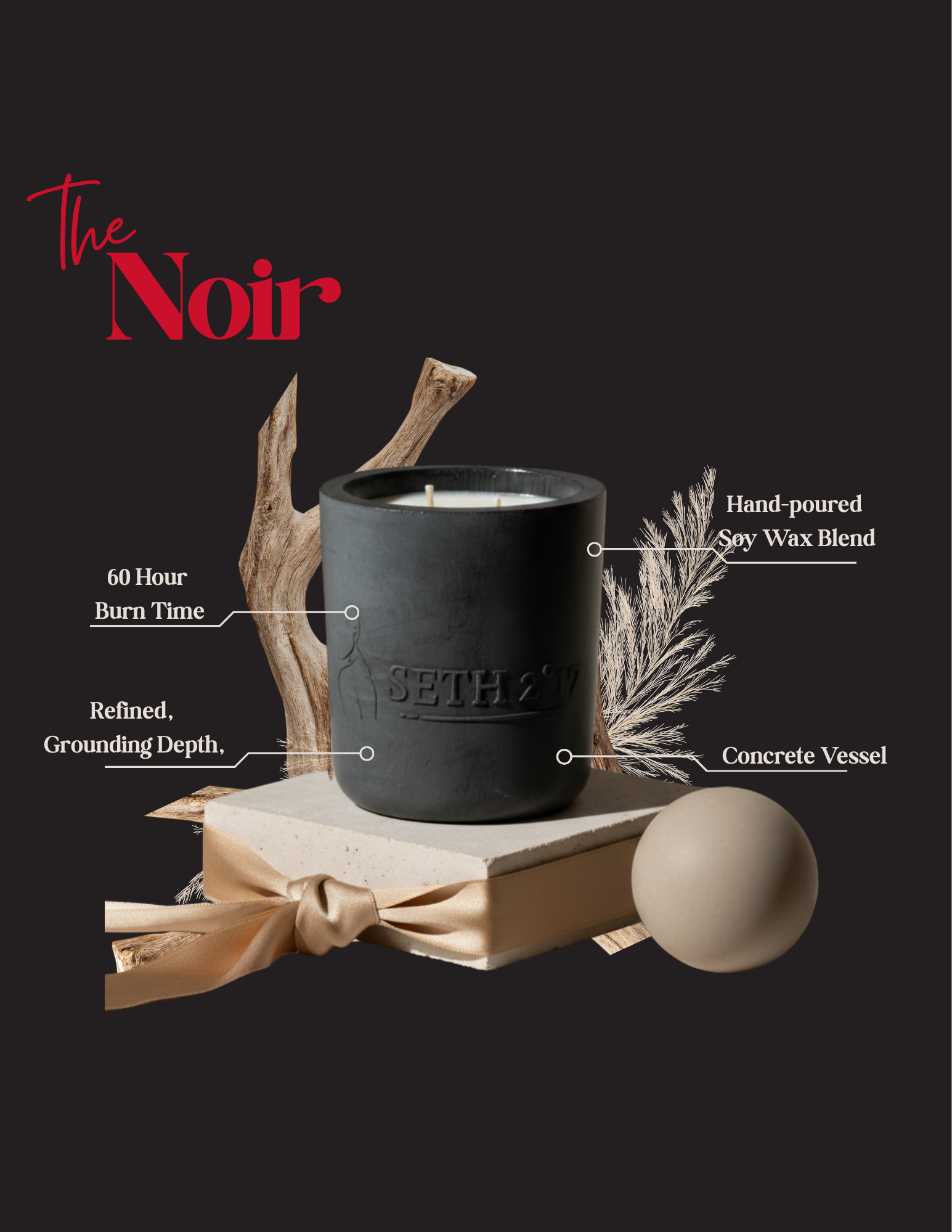 Noir Concrete Candle – Available in Tuxedo°, Cozy°, and Sweet Flame° 60-hour burn time | Refillable forever