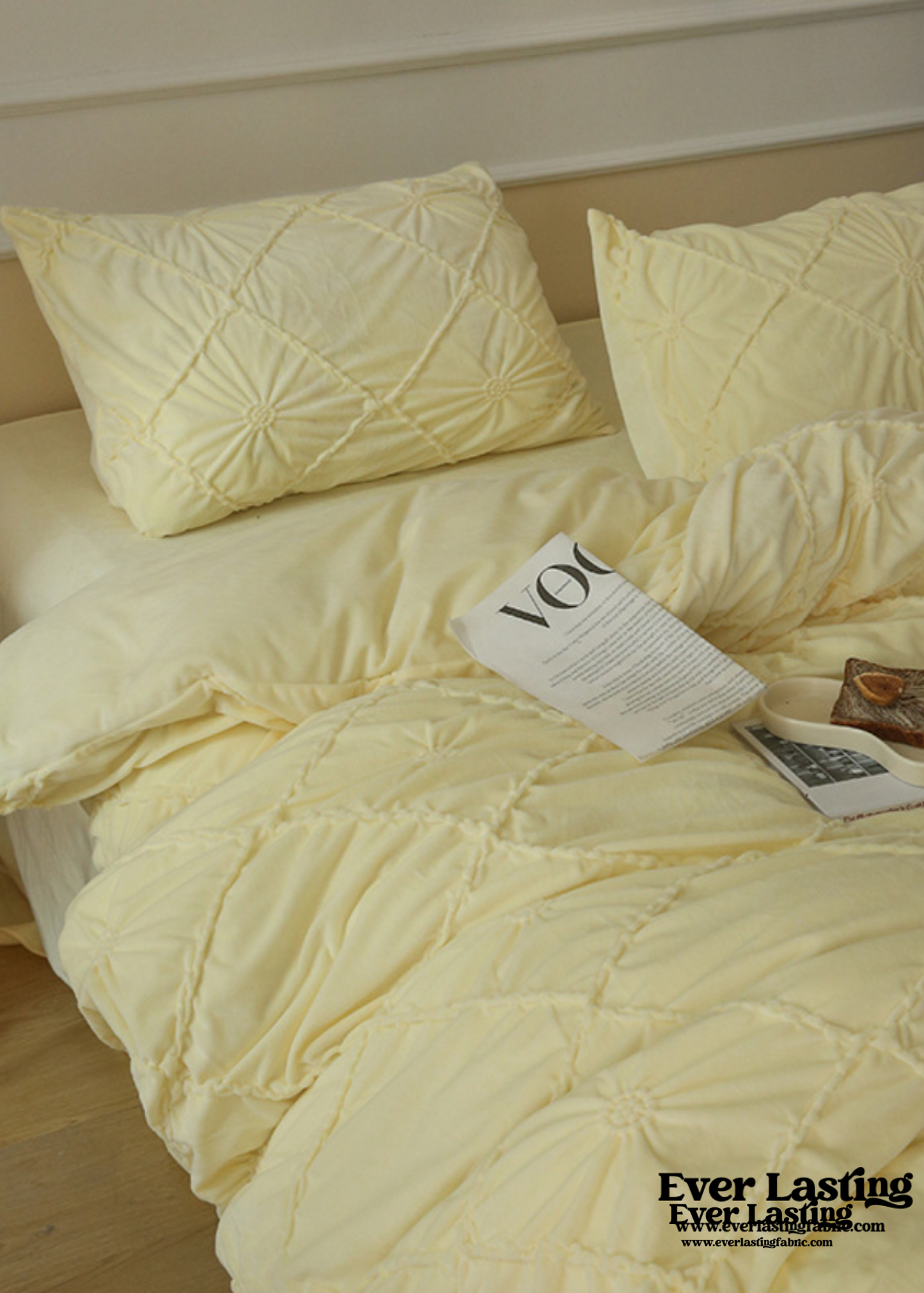 Boho Braided Velvet Bedding Set / Yellow