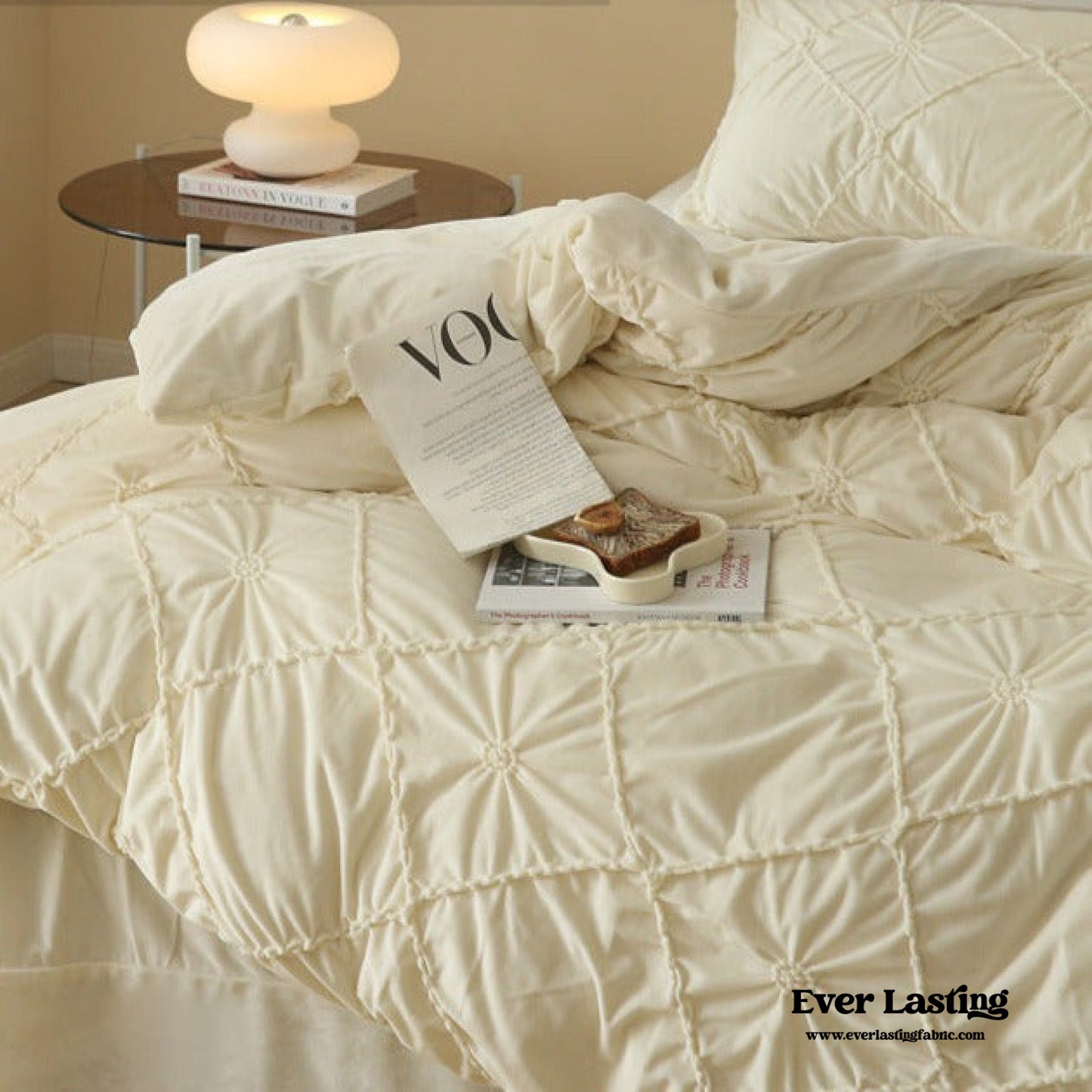Boho Braided Velvet Bedding Set / Yellow