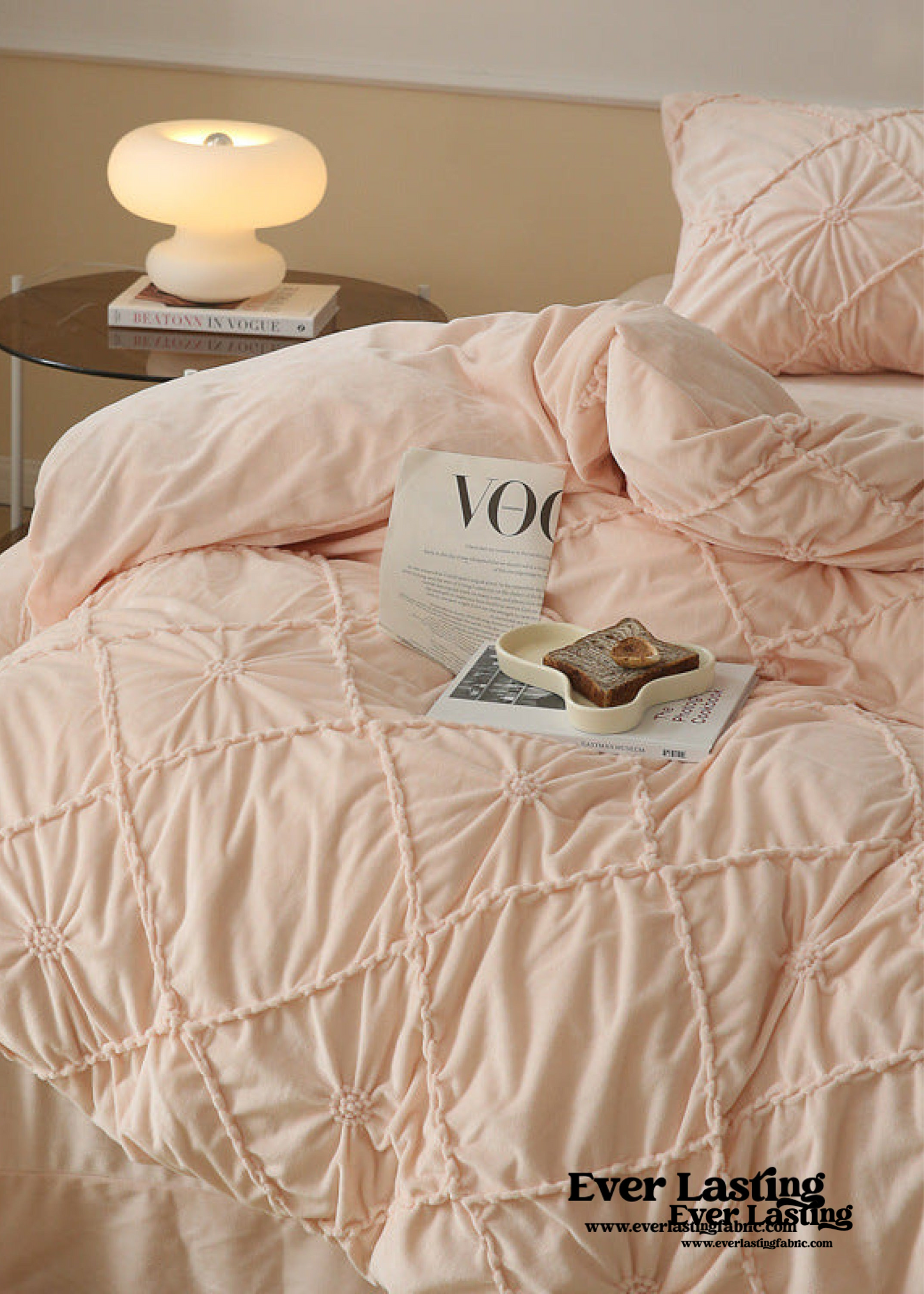 Boho Braided Velvet Bedding Set / Yellow