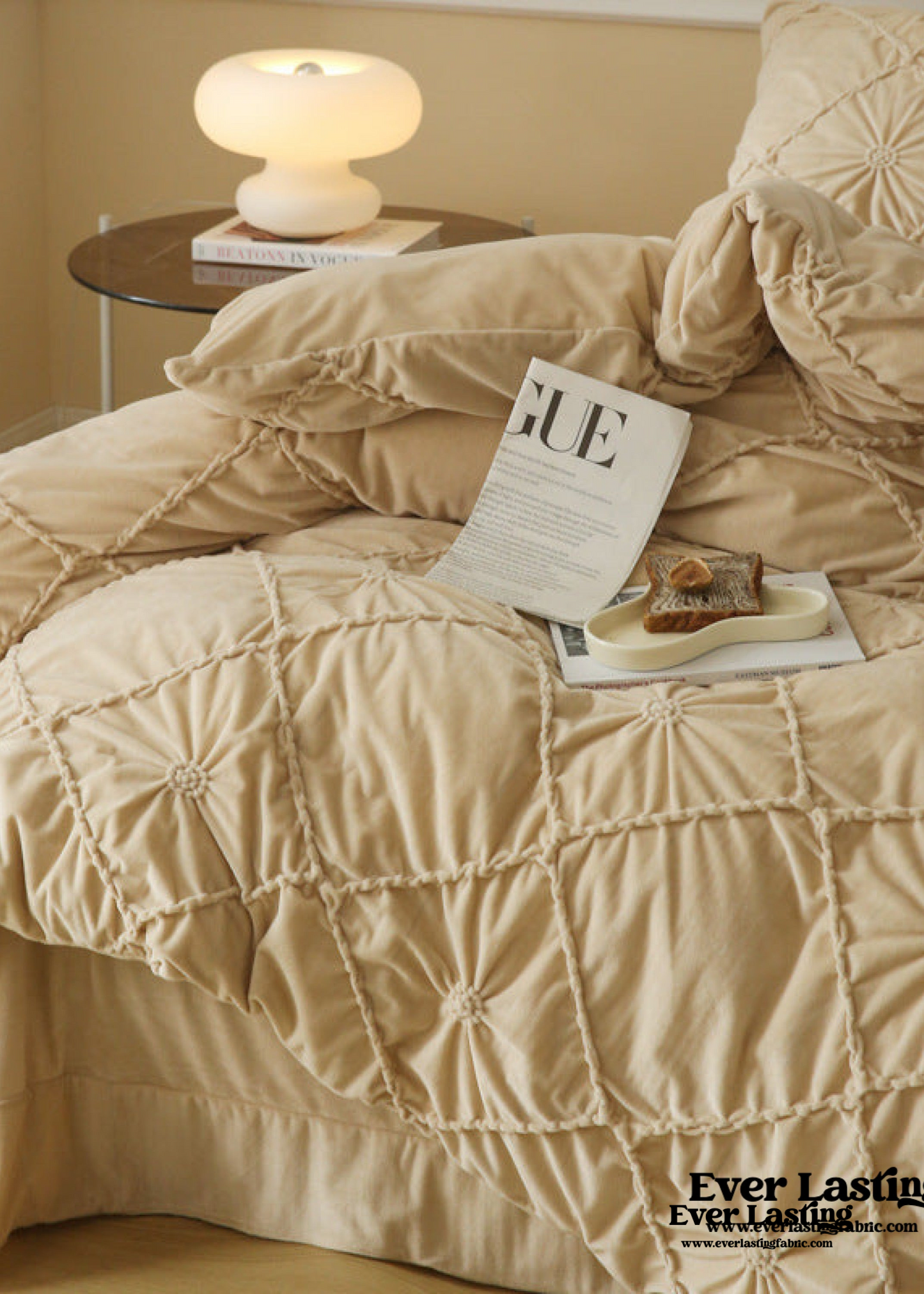 Boho Braided Velvet Bedding Set / Yellow