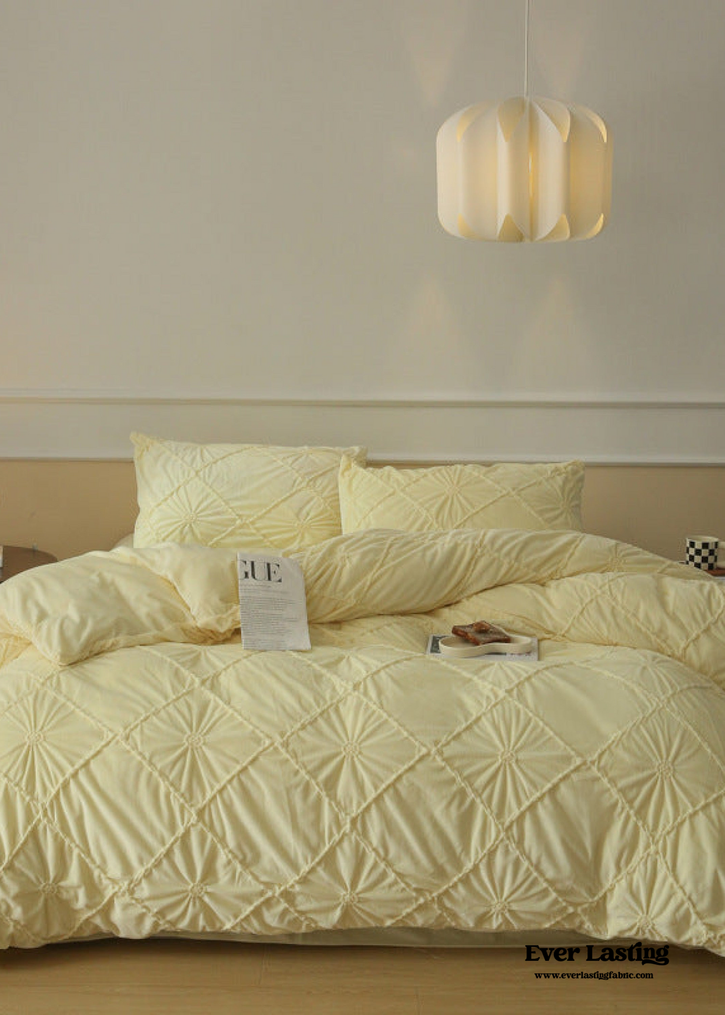 Boho Braided Velvet Bedding Set / Yellow