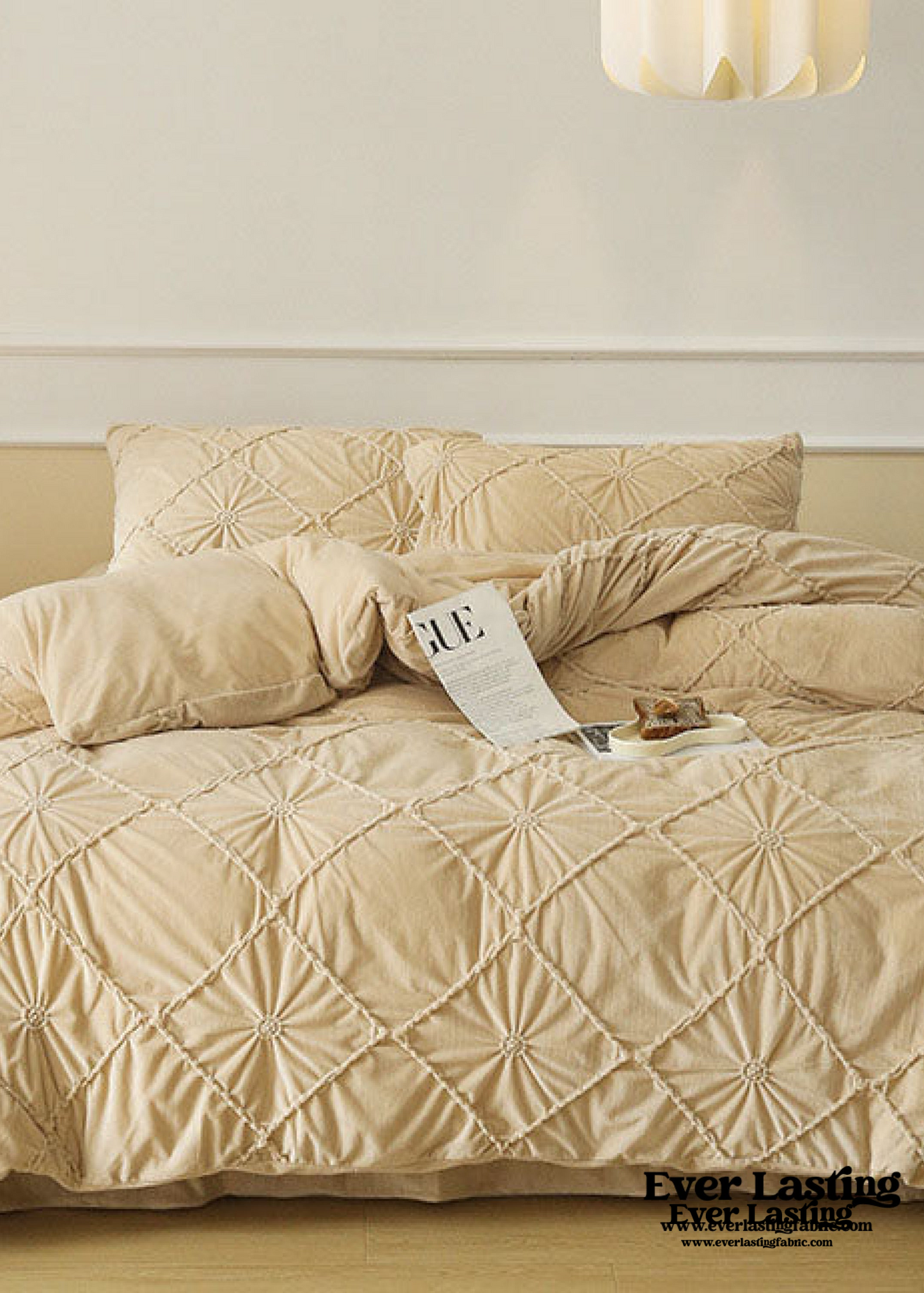 Boho Braided Velvet Bedding Set / Yellow
