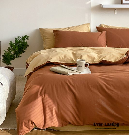 Bold Duo Reversible Bedding Set / Burnt Orange + Custard