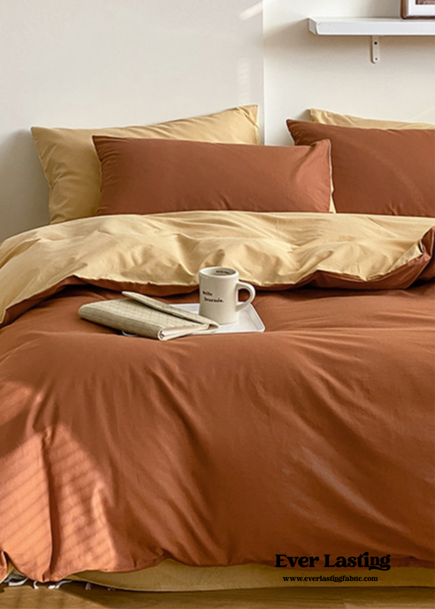 Bold Duo Reversible Bedding Set / Burnt Orange + Custard