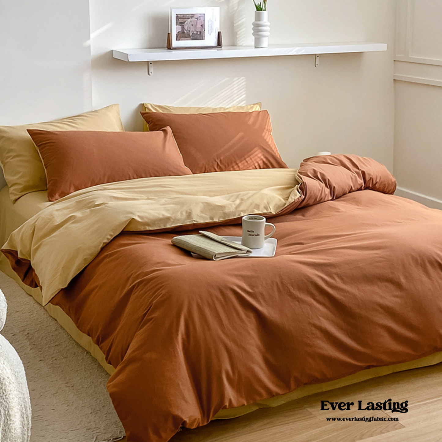 Bold Duo Reversible Bedding Set / Burnt Orange + Custard