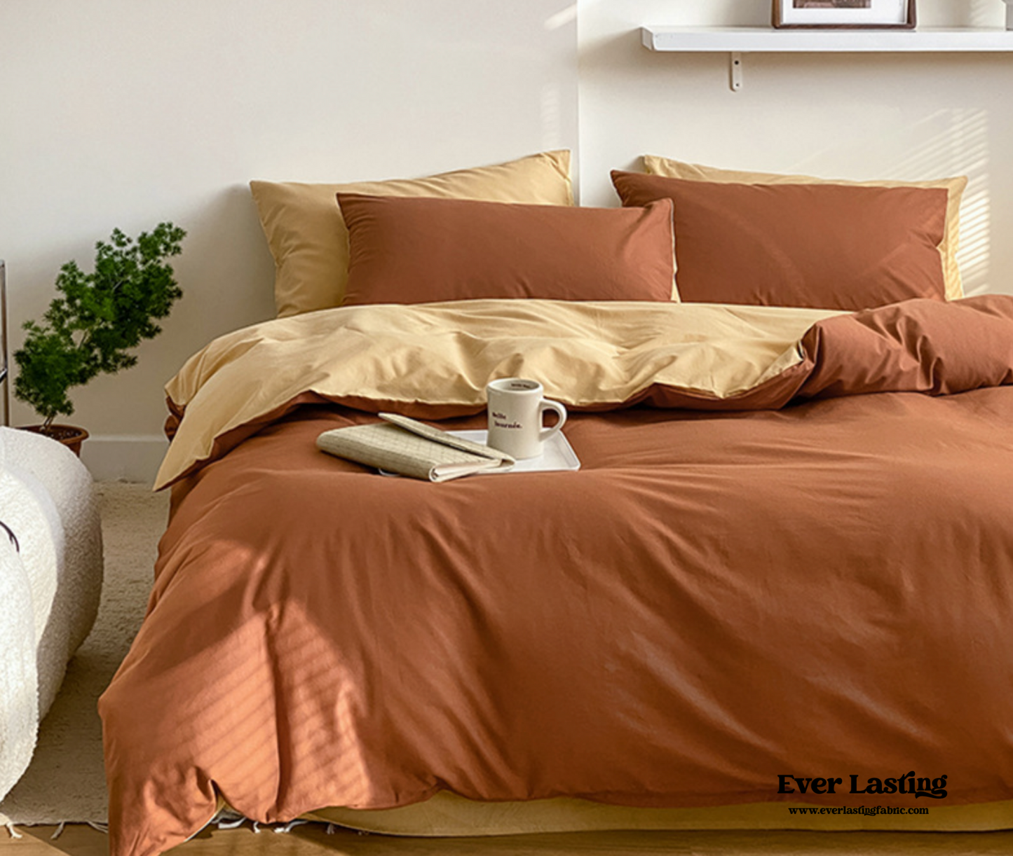 Bold Duo Reversible Bedding Set / Burnt Orange + Custard