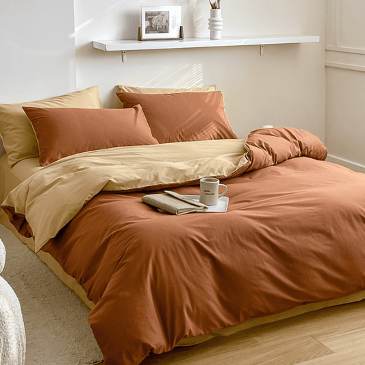 Bold Duo Reversible Bedding Set / Burnt Orange + Custard