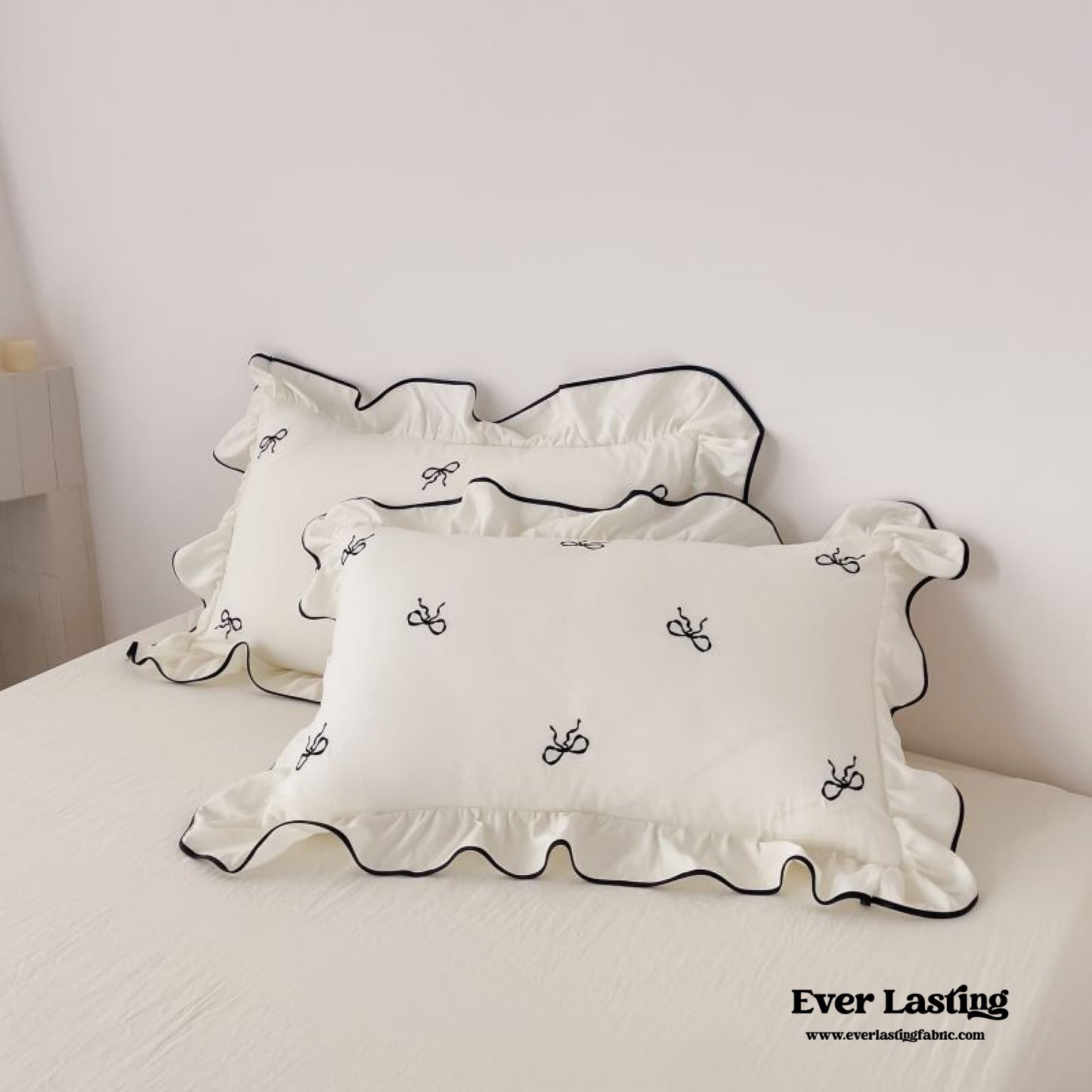 Dreamy Embroidered Ruffle Bedding Set / Ribbon