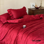 Elise° French Lace Jacquard Satin Bedding Set — Luxe Silky Cotton, Medium–Large Sizes (Ever Lasting)