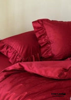 Elise° French Lace Jacquard Satin Bedding Set — Luxe Silky Cotton, Medium–Large Sizes (Ever Lasting)