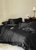 Elise° French Lace Jacquard Satin Bedding Set — Luxe Silky Cotton, Medium–Large Sizes (Ever Lasting)