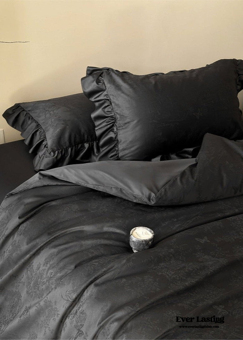 Elise° French Lace Jacquard Satin Bedding Set — Luxe Silky Cotton, Medium–Large Sizes (Ever Lasting)