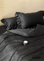 Elise° French Lace Jacquard Satin Bedding Set — Luxe Silky Cotton, Medium–Large Sizes (Ever Lasting)