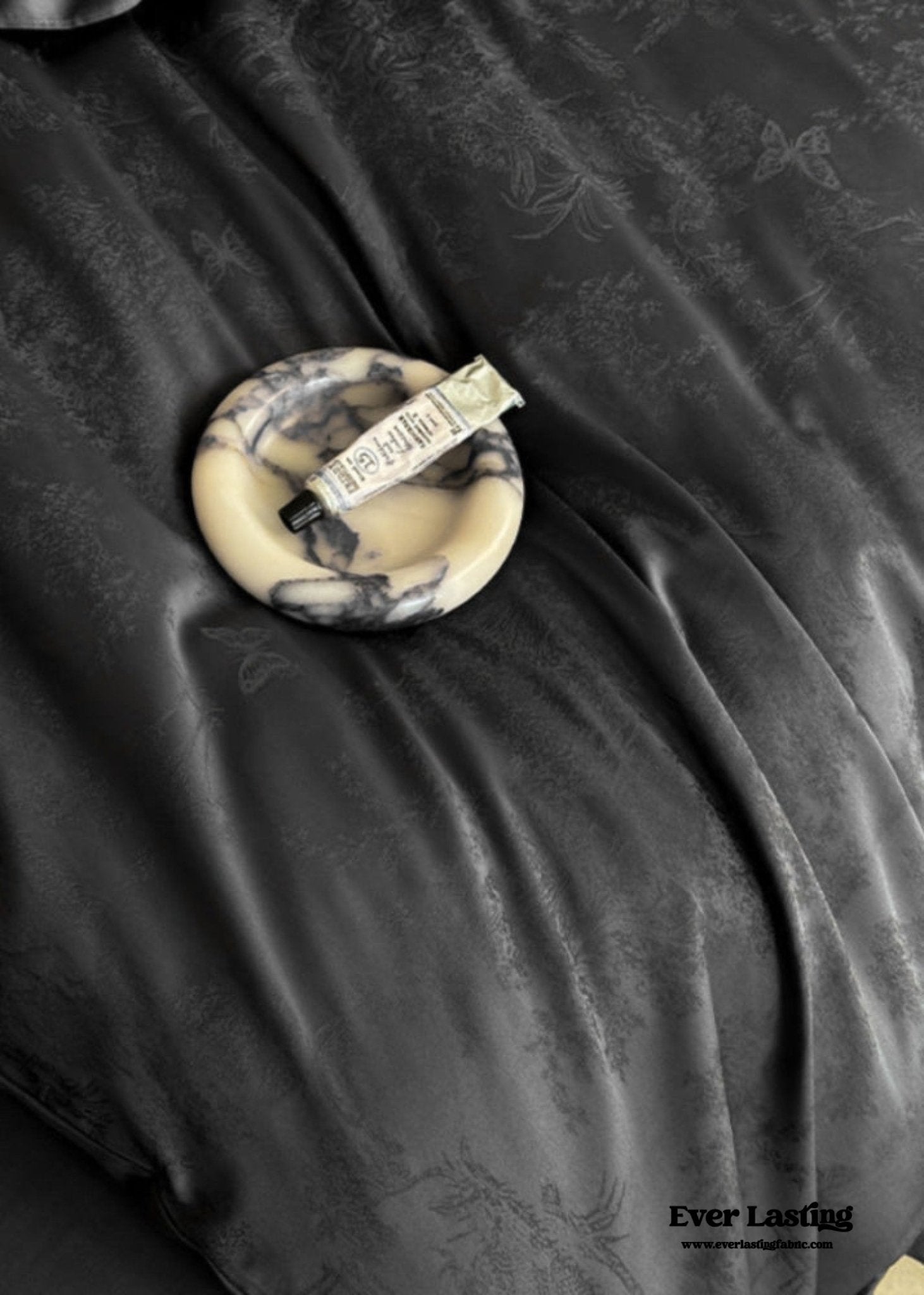 Elise French Lace Jacquard Satin Bedding Set / Dark Gray