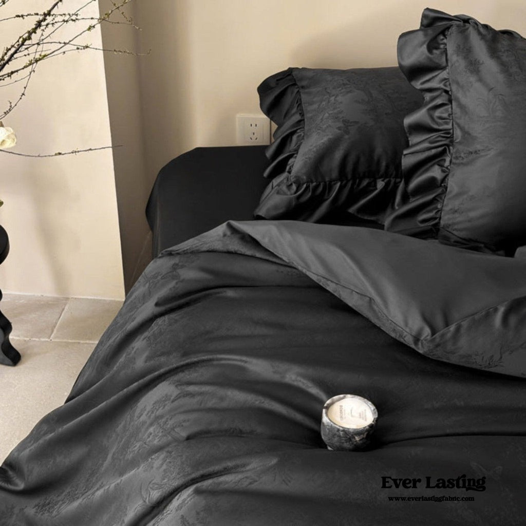 Elise° French Lace Jacquard Satin Bedding Set — Luxe Silky Cotton, Medium–Large Sizes (Ever Lasting)