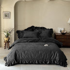 Elise° French Lace Jacquard Satin Bedding Set — Luxe Silky Cotton, Medium–Large Sizes (Ever Lasting)