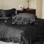 Elise° French Lace Jacquard Satin Bedding Set — Luxe Silky Cotton, Medium–Large Sizes (Ever Lasting)