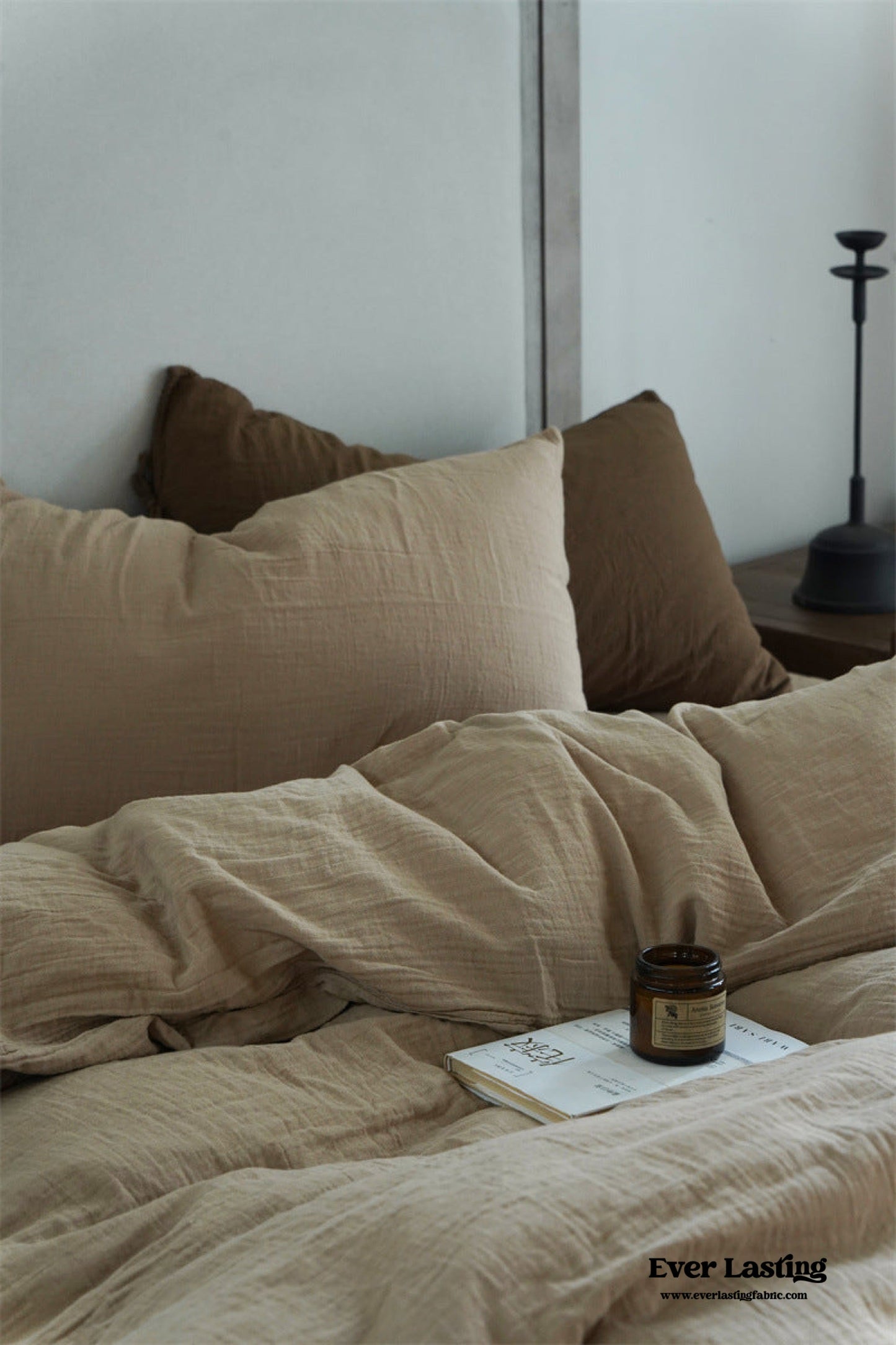 Evelyn Retro Double Gauze Bedding Set / Coffee Brown