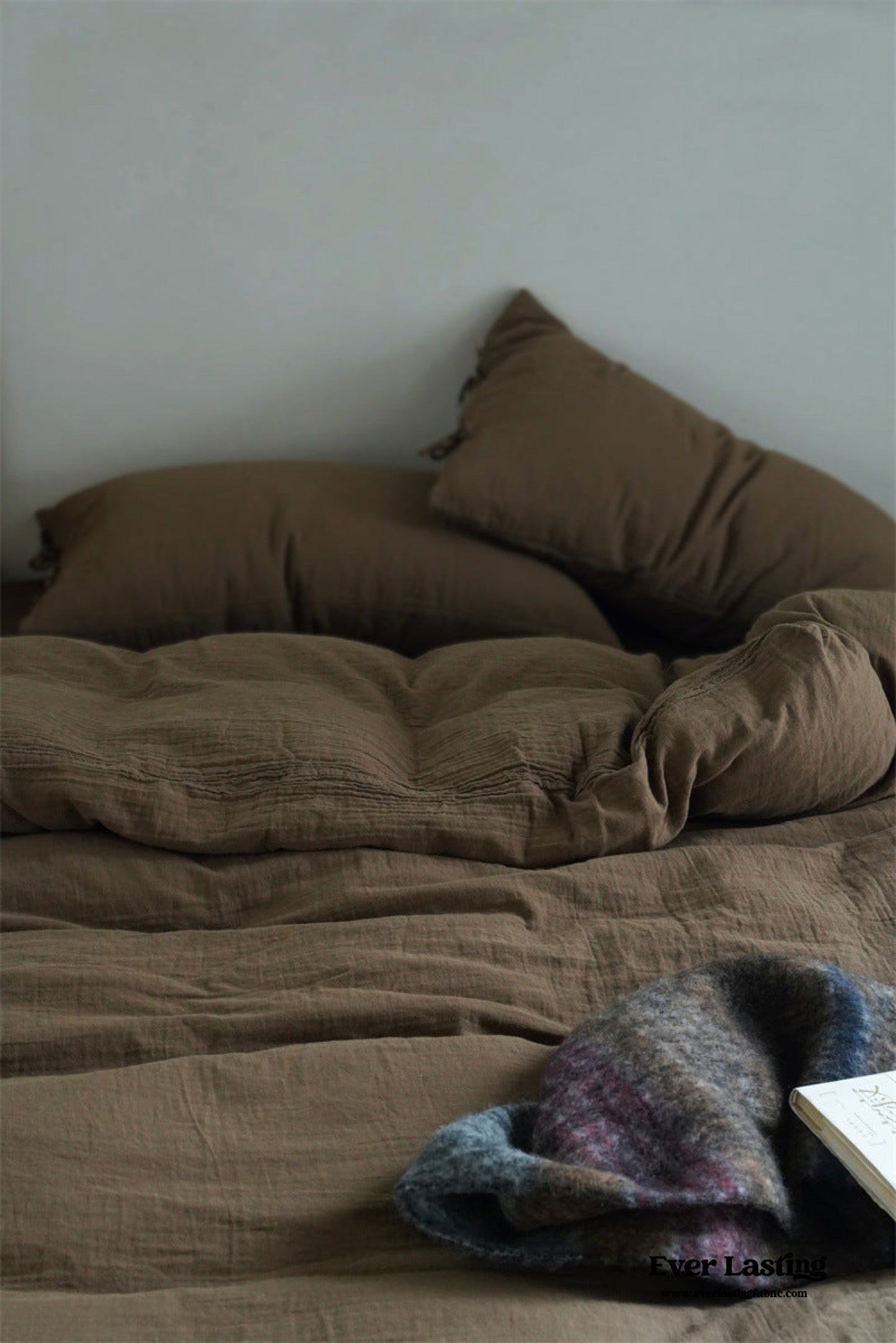 Evelyn Retro Double Gauze Bedding Set / Coffee Brown