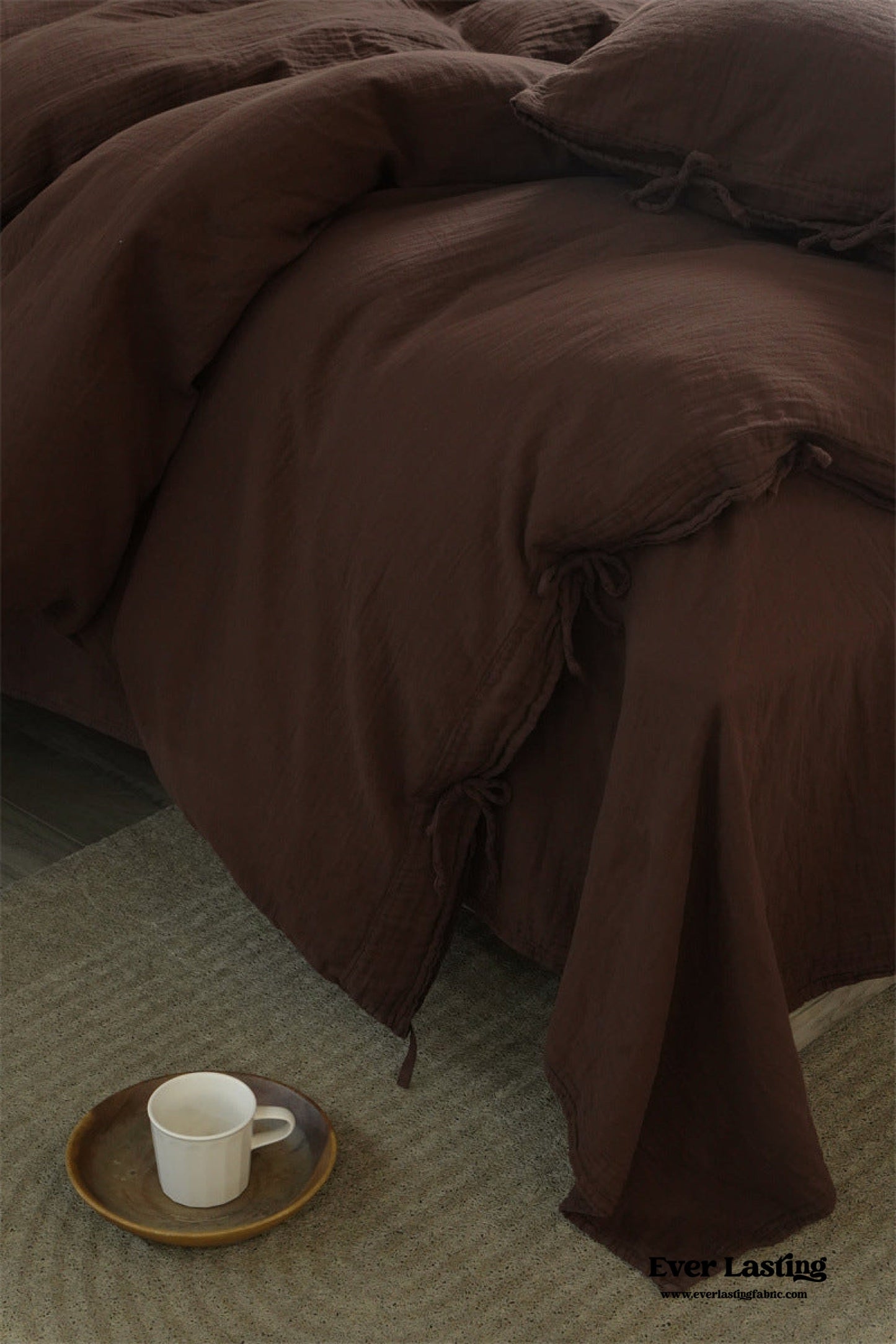 Evelyn Retro Double Gauze Bedding Set / Coffee Brown