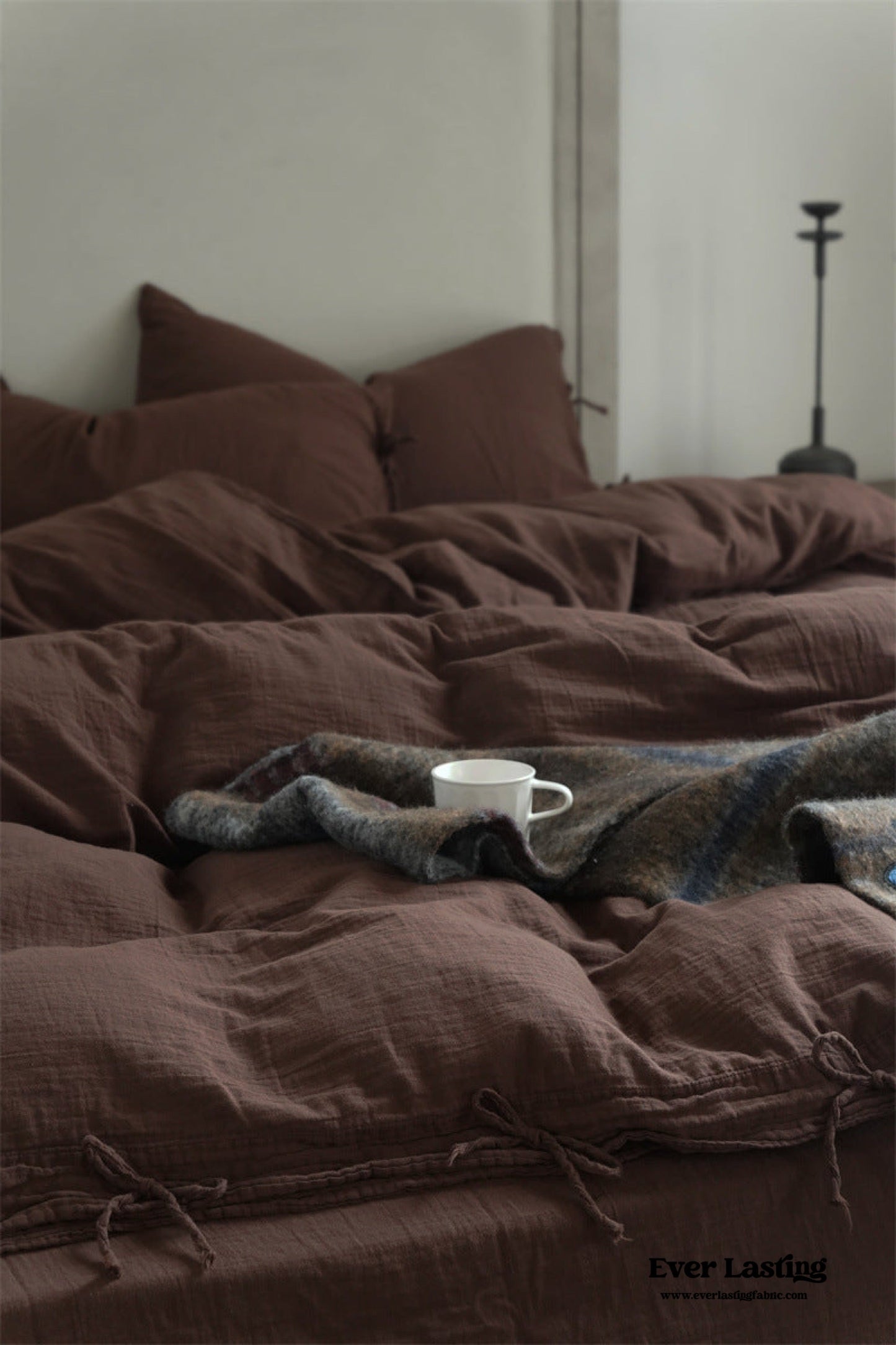 Evelyn Retro Double Gauze Bedding Set / Coffee Brown