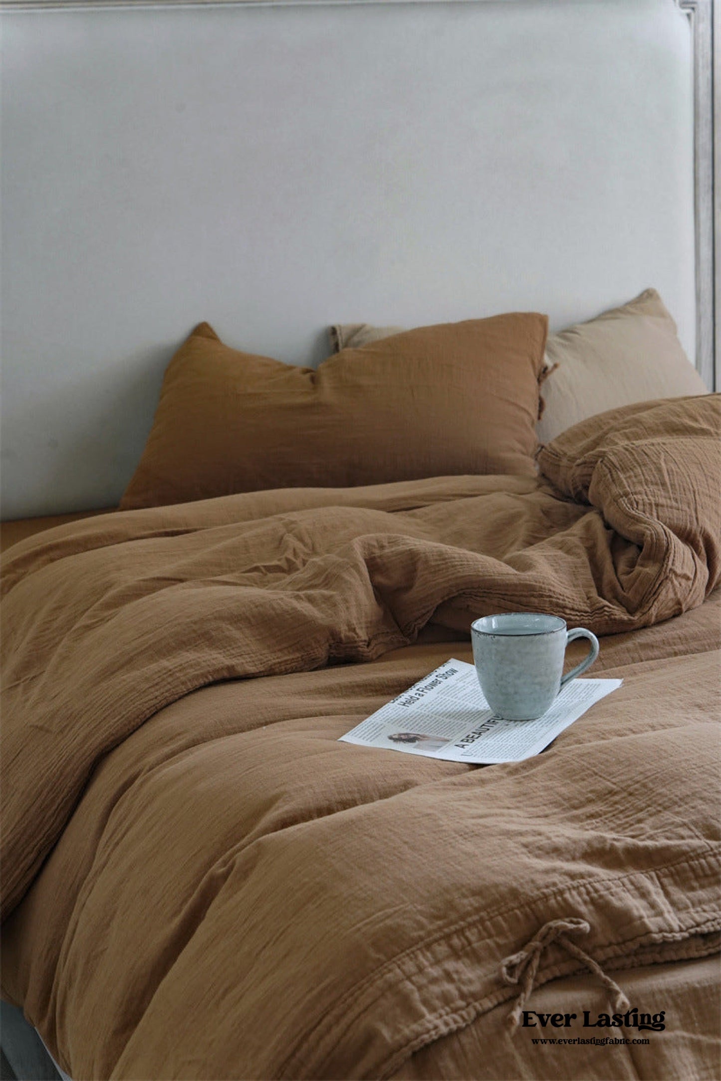 Evelyn Retro Double Gauze Bedding Set / Coffee Brown