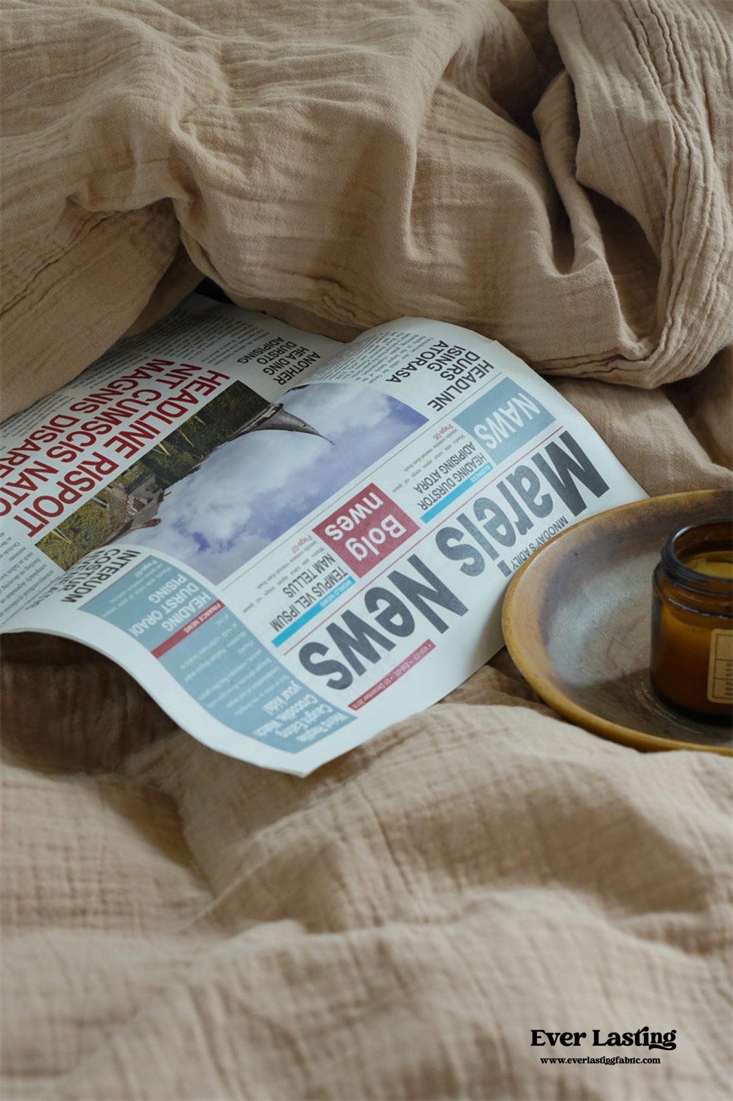 Evelyn Retro Double Gauze Bedding Set / Coffee Brown