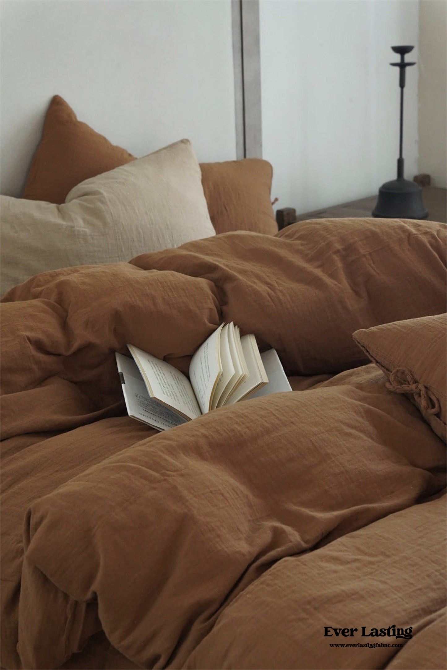 Evelyn Retro Double Gauze Bedding Set / Coffee Brown