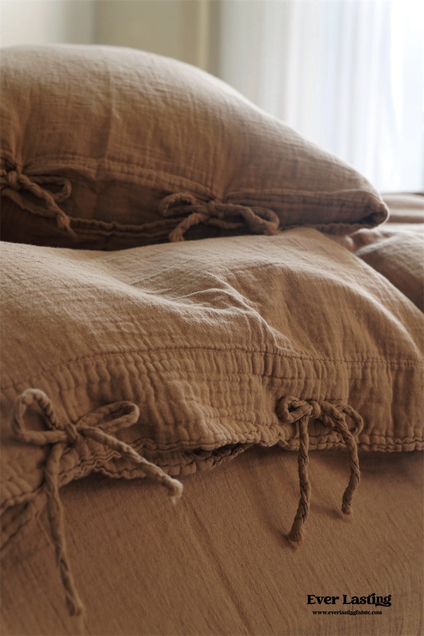 Evelyn Retro Double Gauze Bedding Set / Coffee Brown