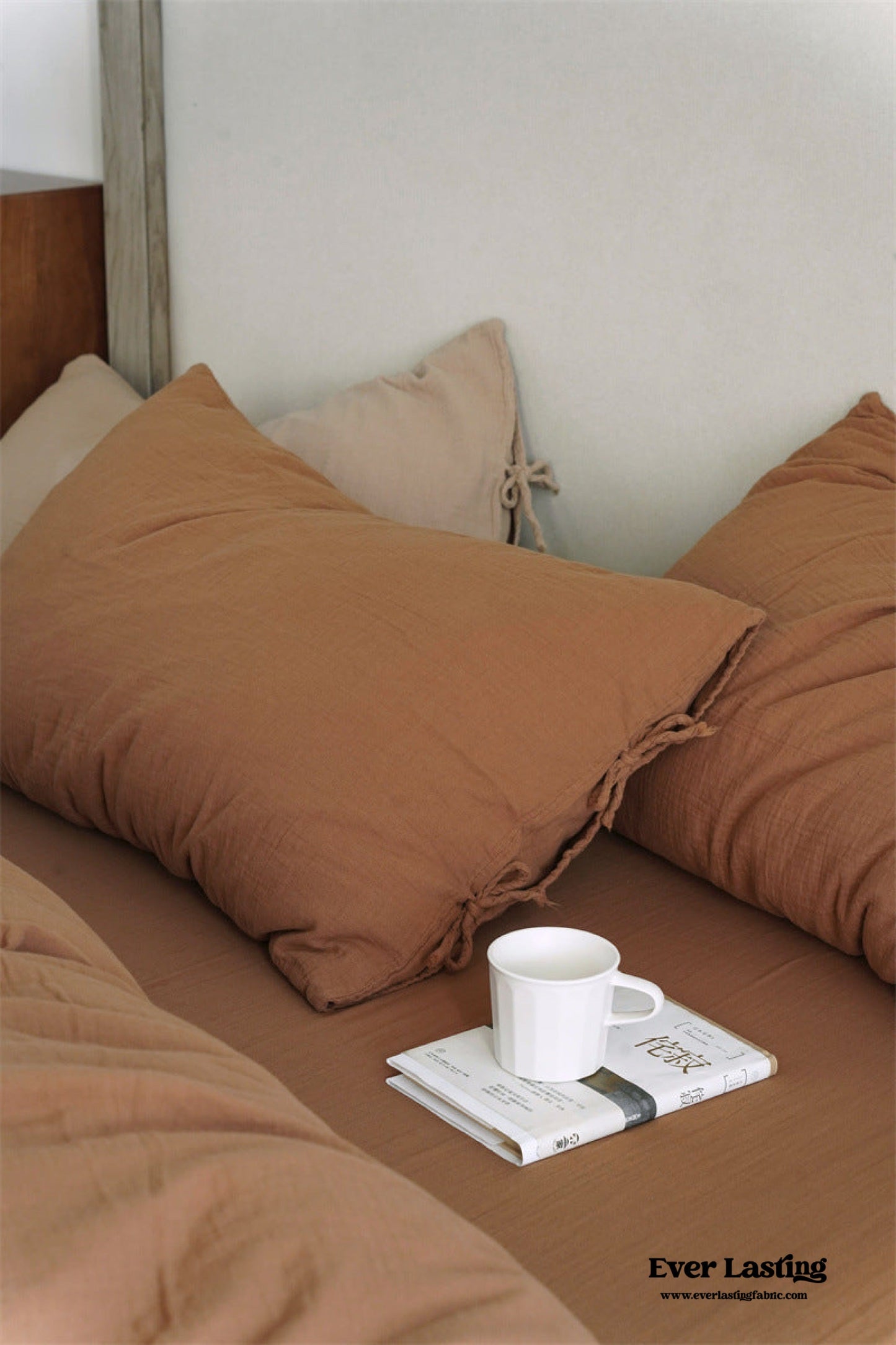 Evelyn Retro Double Gauze Bedding Set / Coffee Brown