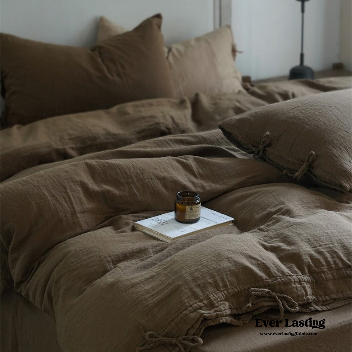Evelyn Retro Double Gauze Bedding Set / Coffee Brown