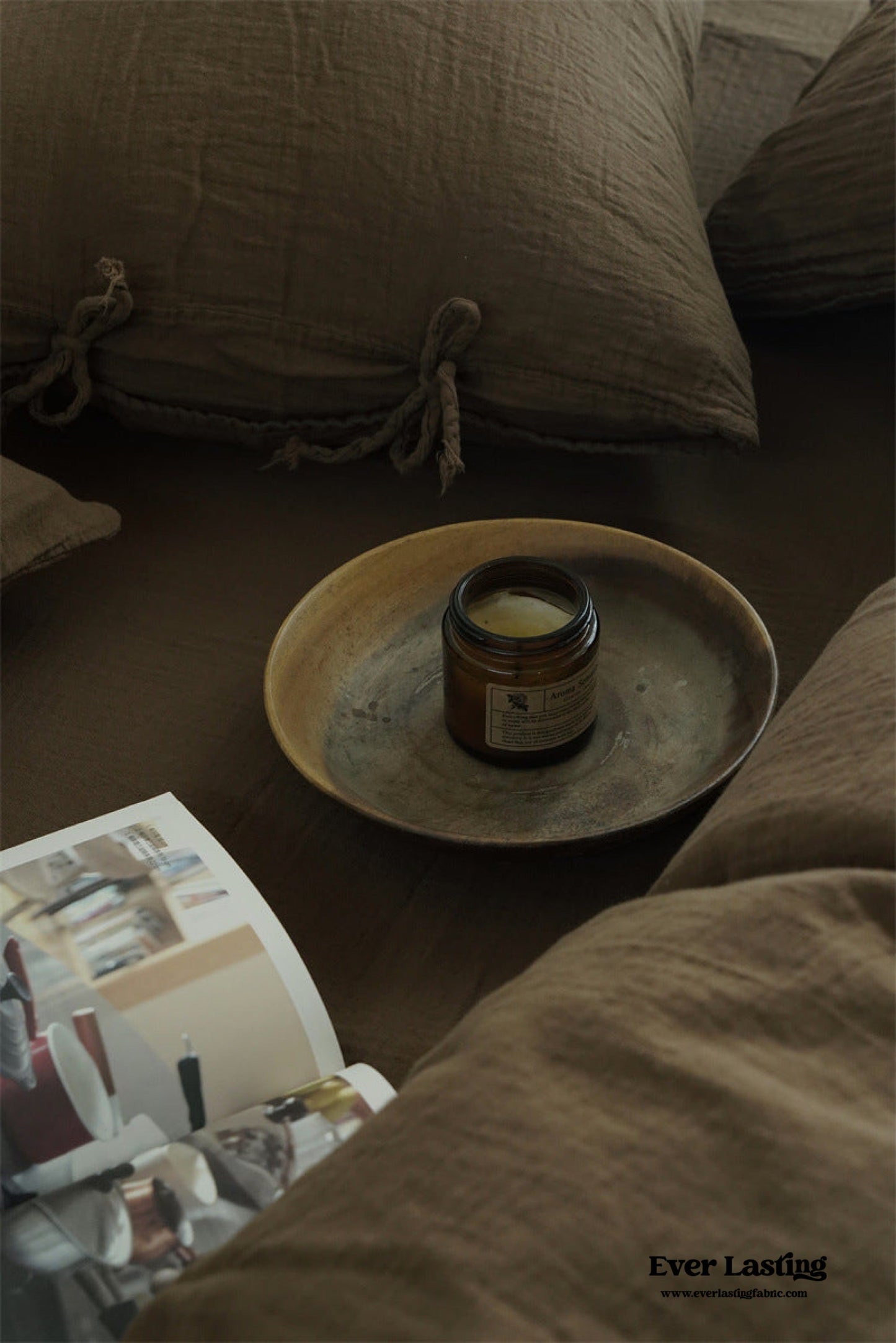 Evelyn Retro Double Gauze Bedding Set / Coffee Brown