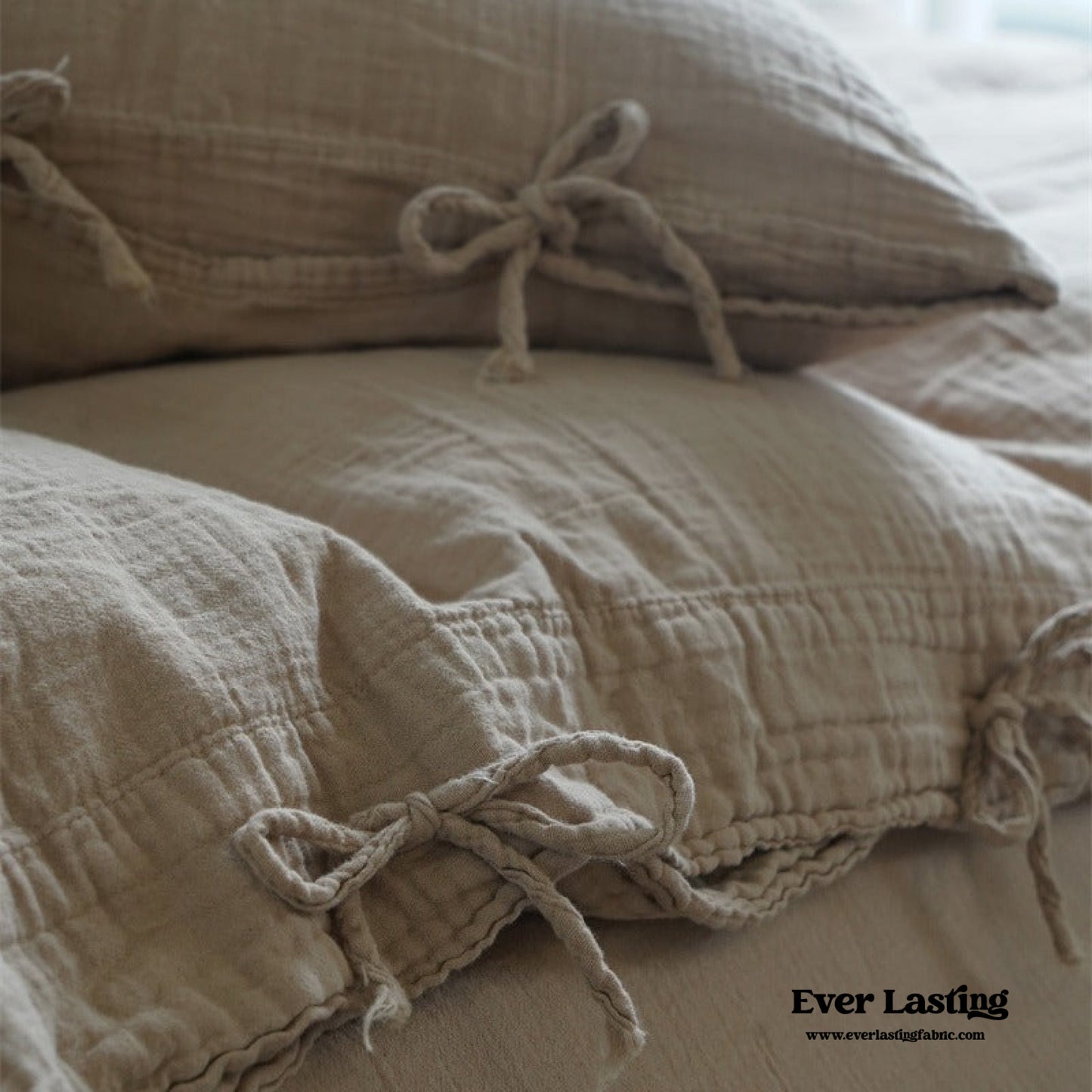 Evelyn Retro Double Gauze Bedding Set / Coffee Brown