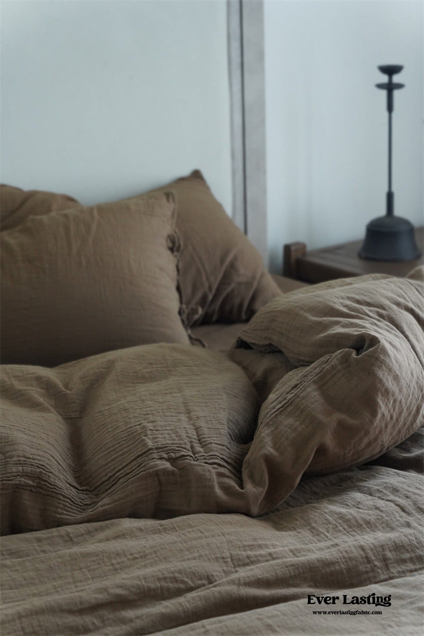 Evelyn Retro Double Gauze Bedding Set / Coffee Brown