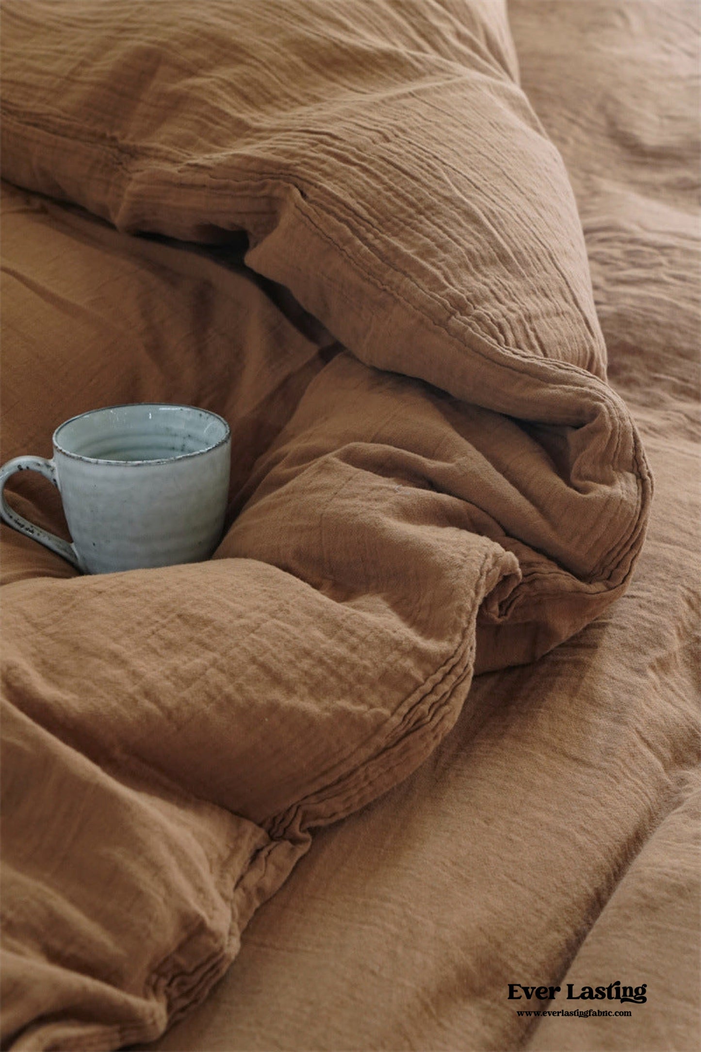 Evelyn Retro Double Gauze Bedding Set / Coffee Brown