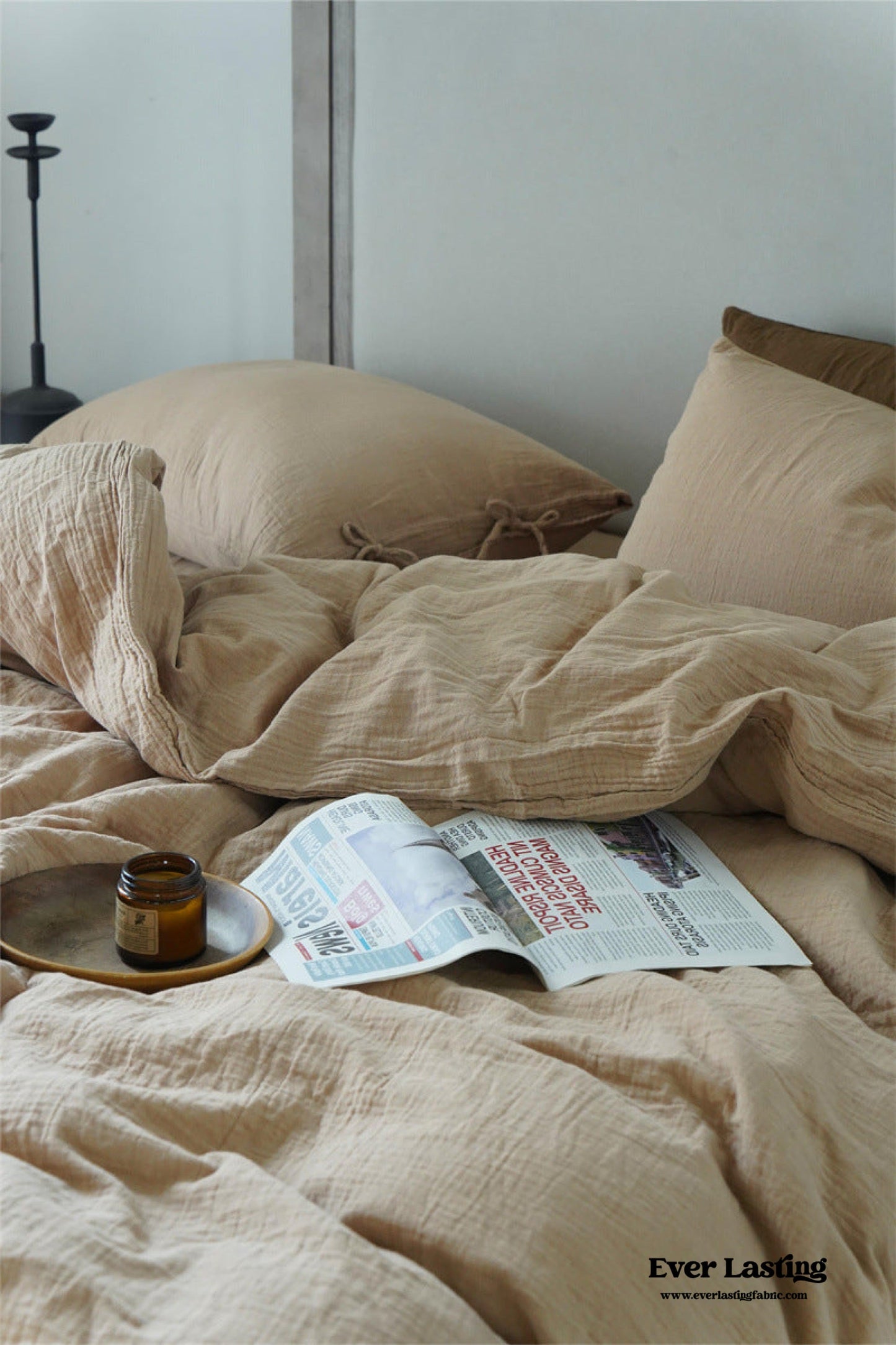 Evelyn Retro Double Gauze Bedding Set / Coffee Brown