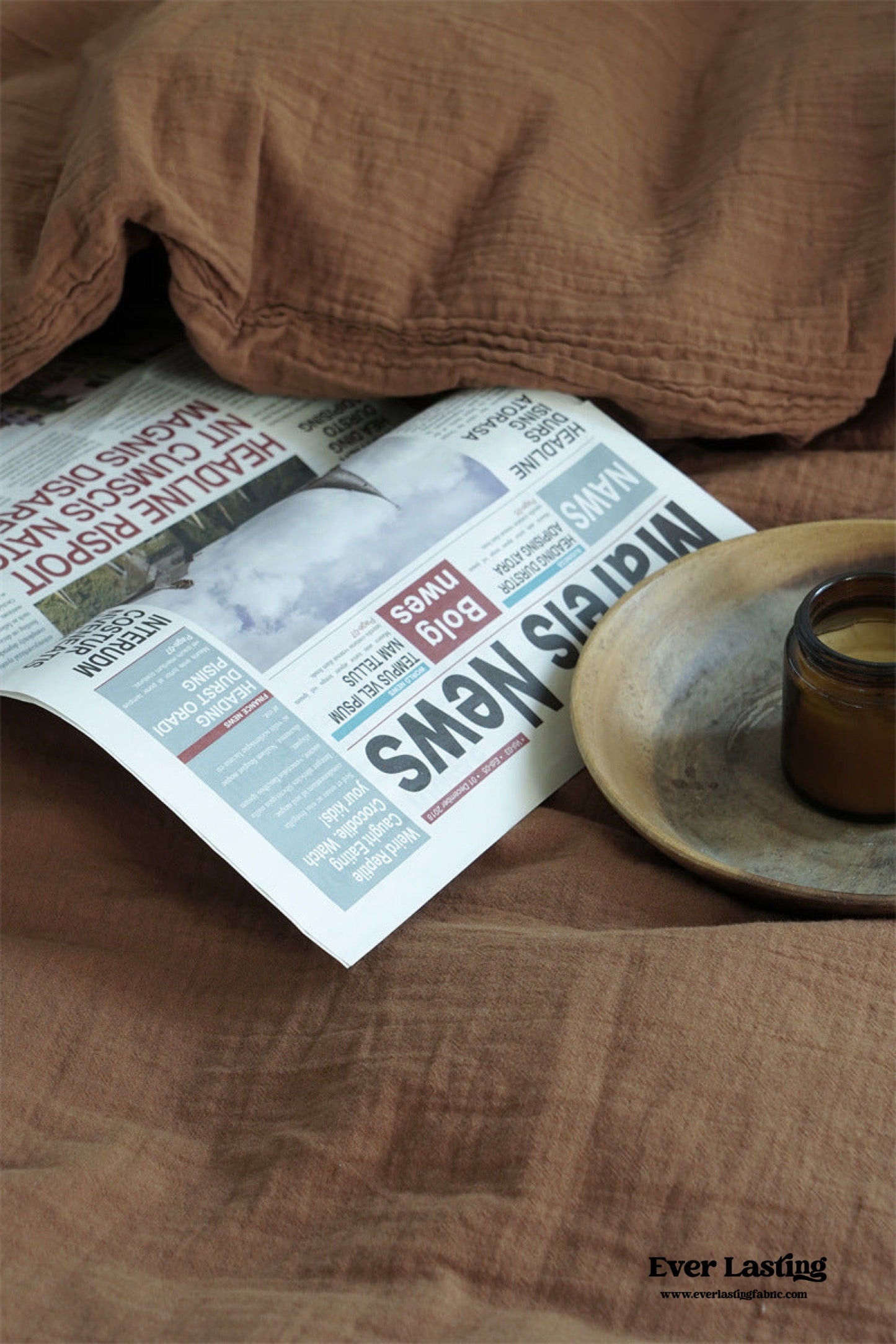 Evelyn Retro Double Gauze Bedding Set / Coffee Brown